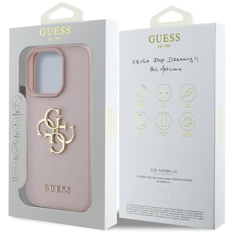 Guess Grained Big 4G Logo Small Classic Logo - Case for iPhone 16 Pro (pink) 8