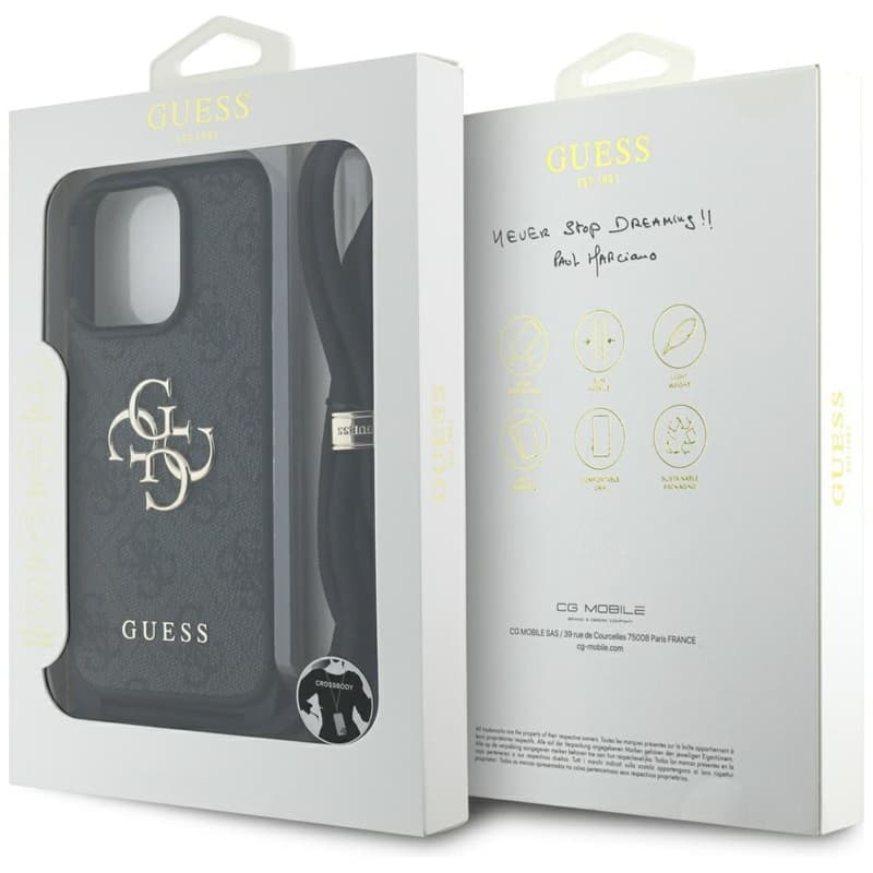 Guess 4G Big Logo Cord Strap Crossbody - Case for iPhone 16 Pro Max (black) 7