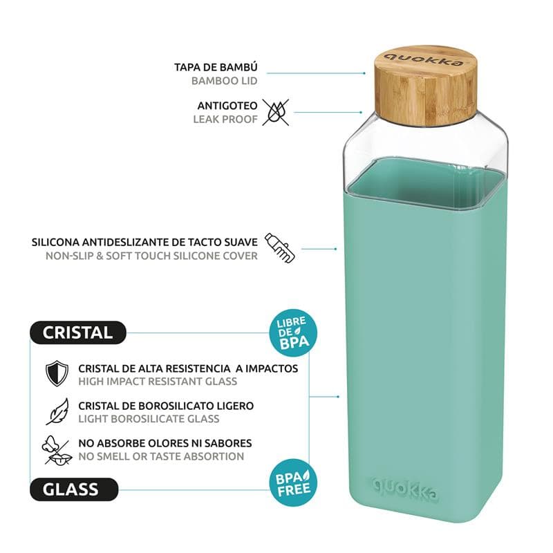 Quokka Storm - Glass Water Bottle 700 ml (Teal) 2