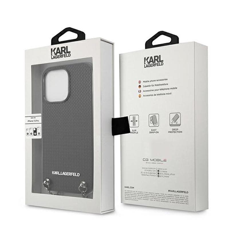 Karl Lagerfeld Leather Textured and Chain - Case for iPhone 13 Pro Max (Black) 8