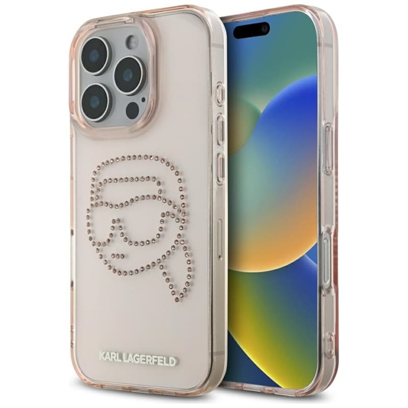 Karl Lagerfeld IML Rhinestones Karl Head - Case for iPhone 16 Pro (pink) 1
