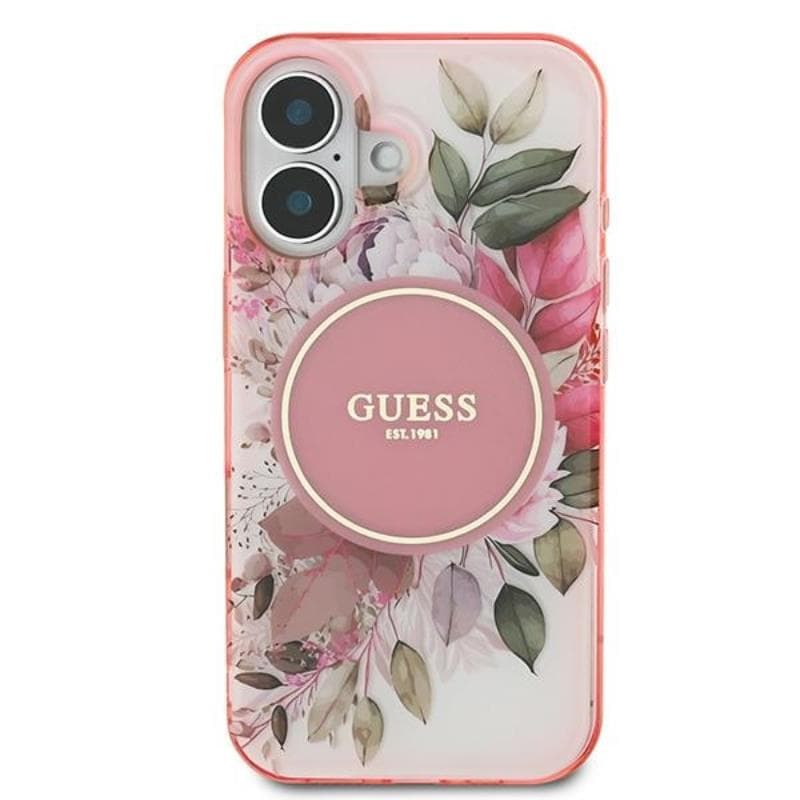 Guess IML Flower & Tonal Circle MagSafe - Case for iPhone 16 (Pink) 3