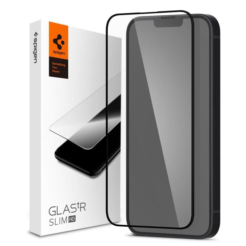 Spigen Glass FC - Tempered Glass for iPhone 17e / 16e / 14 / 13 / 13 Pro (Black Frame)