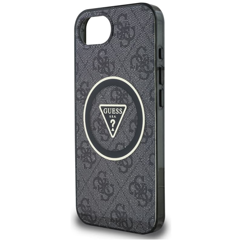 Guess IML Metal Glitter 4G Circle Triangle MagSafe - Case for iPhone 16e (black) 6