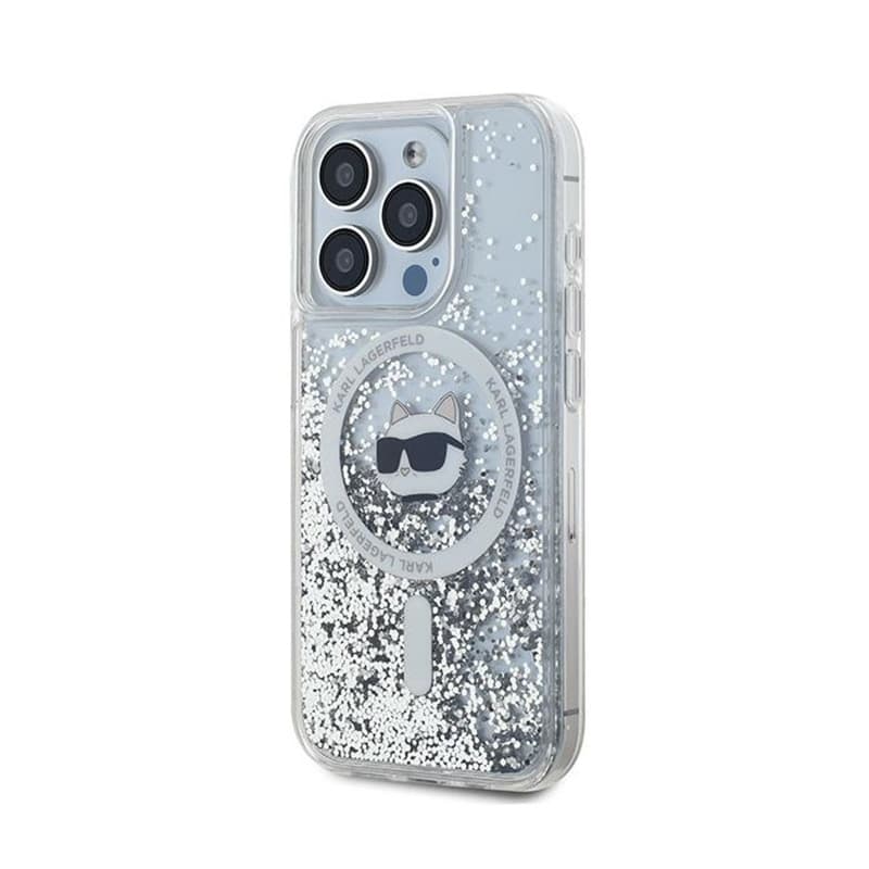 Karl Lagerfeld Liquid Glitter Choupette Head MagSafe - iPhone 15 Pro Max Case (Transparent) 2