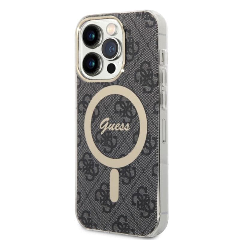 Guess Bundle Pack MagSafe 4G - Set of case for iPhone 14 Pro + MagSafe charger (Black/Gold) 3