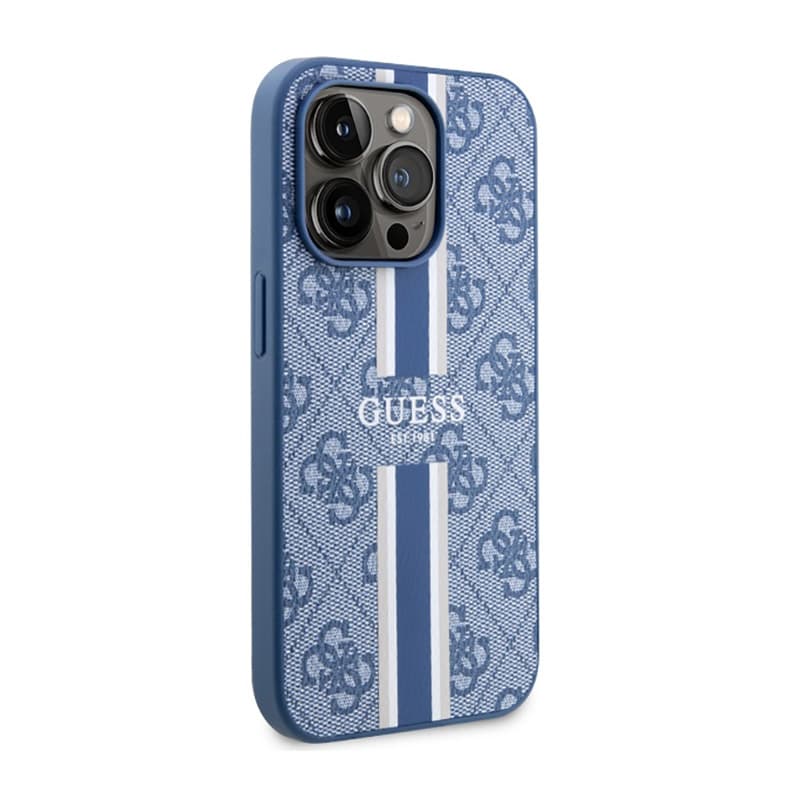Guess 4G Printed Stripes MagSafe - Case for iPhone 14 Pro (Blue) 4