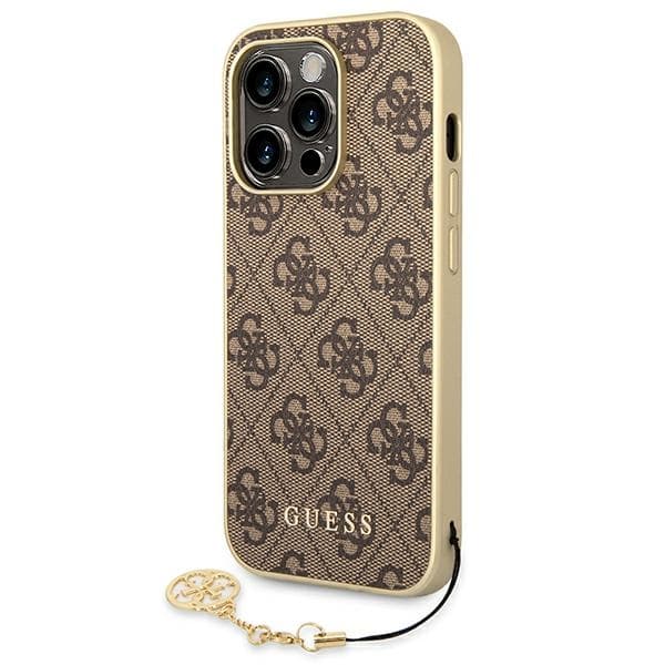 Guess 4G Charms Collection - Case for iPhone 14 Pro (Brown)