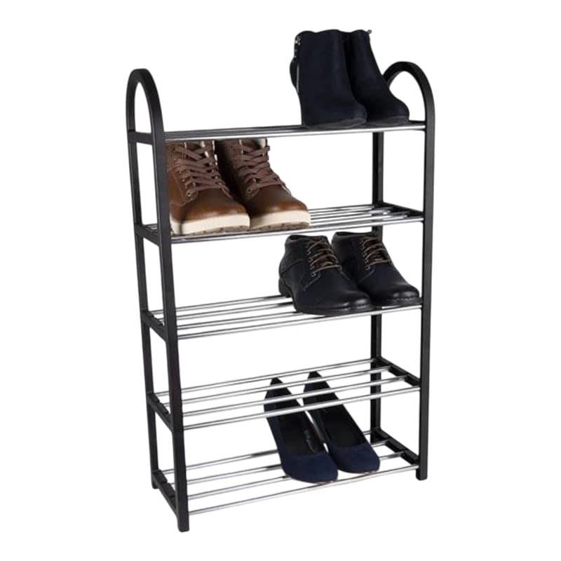 Alpina - Shoe Rack / Shelf / Stand 4-Tier 50x18.5x57 cm (Silver / Black) 3