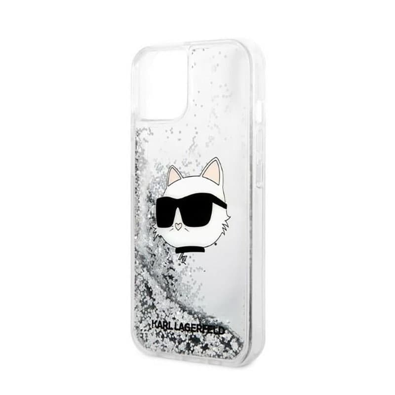 Karl Lagerfeld Liquid Glitter NFT Choupette Head - Case for iPhone 14 Plus (Silver) 6