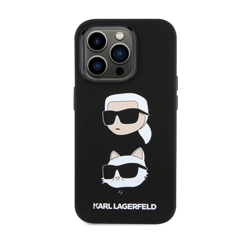 Karl Lagerfeld Silicone Karl & Choupette Heads - iPhone 15 Pro Case (Black) 3