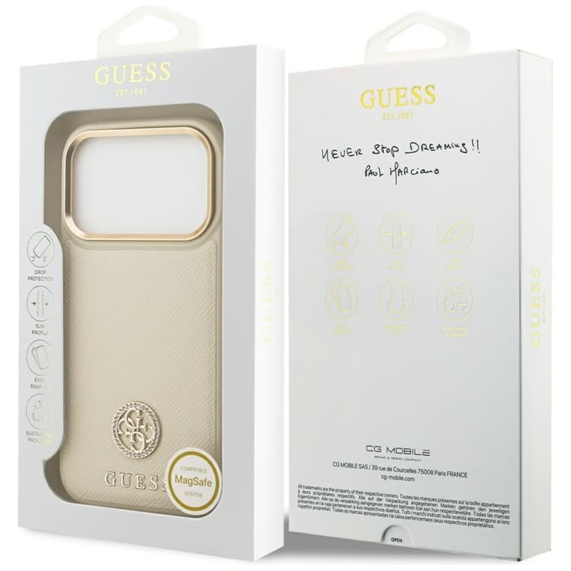 Guess Grained Strass Logo MagSafe - Case iPhone 17 Pro (beige) 8