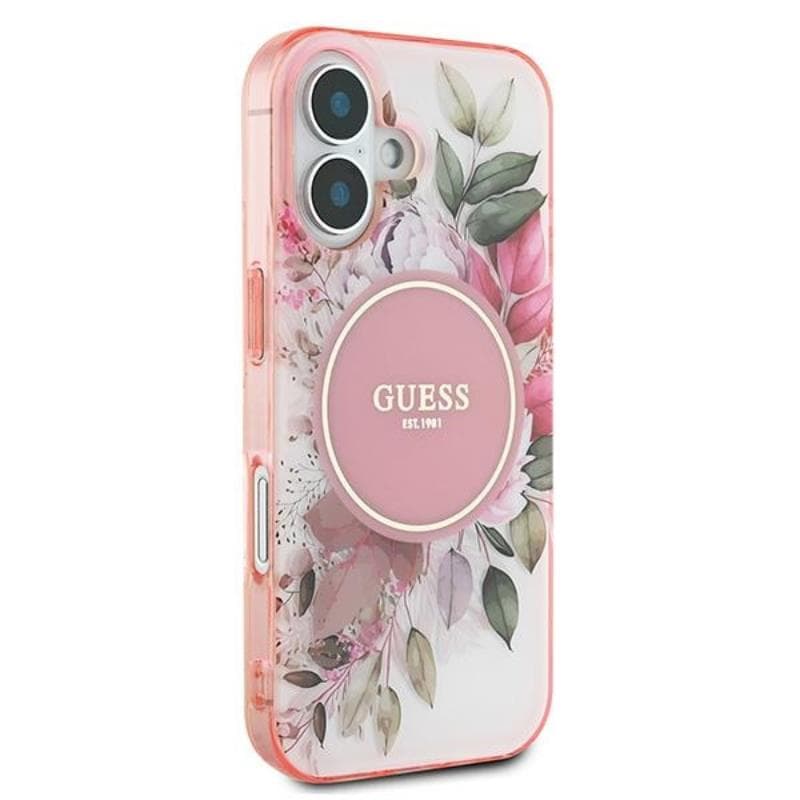Guess IML Flower & Tonal Circle MagSafe - Case for iPhone 16 (Pink) 4