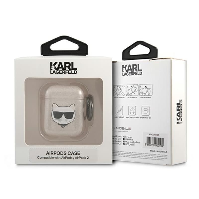 Karl Lagerfeld Choupette Head Glitter - Case for Airpods (gold) 4