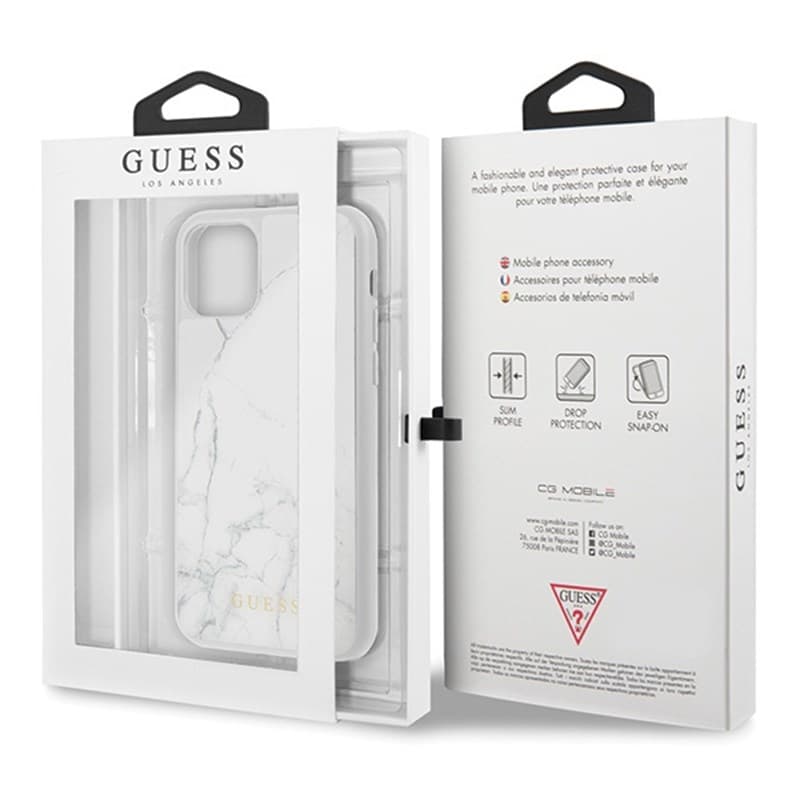 Guess Marble Tempered Glass Hardcase - Case iPhone 11 Pro (white) 5
