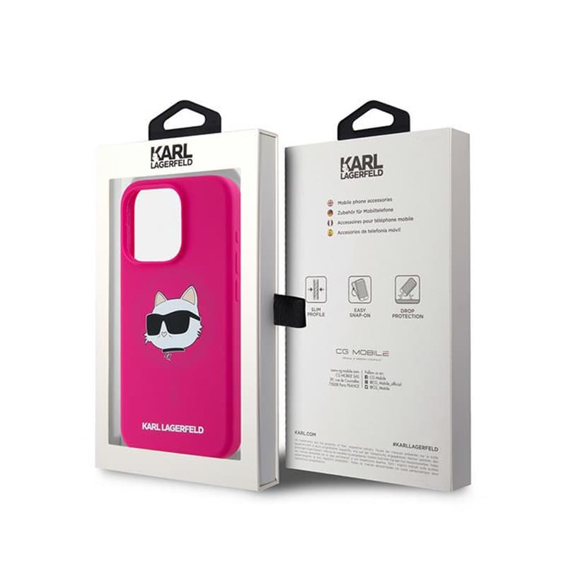 Karl Lagerfeld Silicone Choupette Head MagSafe - iPhone 15 Pro Case (Pink) 8