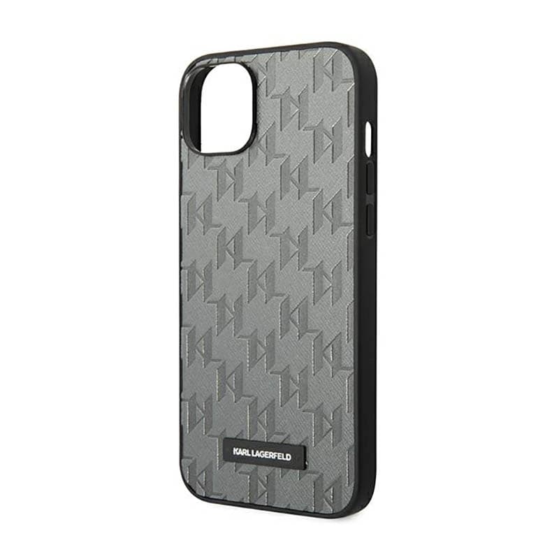 Karl Lagerfeld Saffiano Mono Metal Logo - Case for iPhone 14 Plus (Gray) 6
