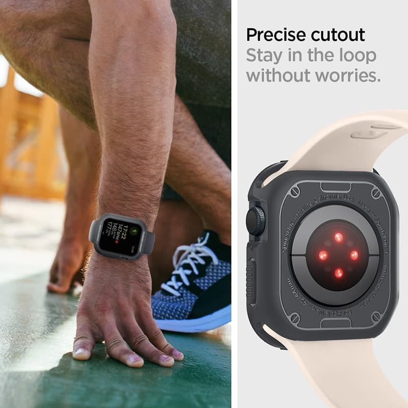 Spigen Rugged Armor - Case for Apple Watch 4/5/6/7/8/9/SE 44/45 mm (Dark Grey) 8