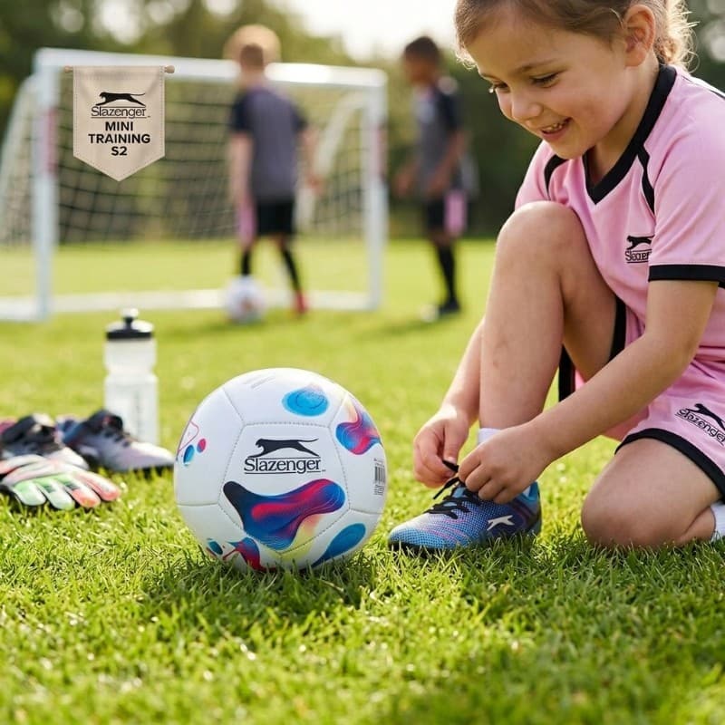 Slazenger - Mini Training Football for Kids 12 Panels Size 2 (White/Blue) 2