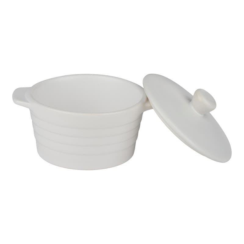 Alpina - Ceramic ovenproof dish with lid, round, 13x10 cm, 210 ml (white) 2