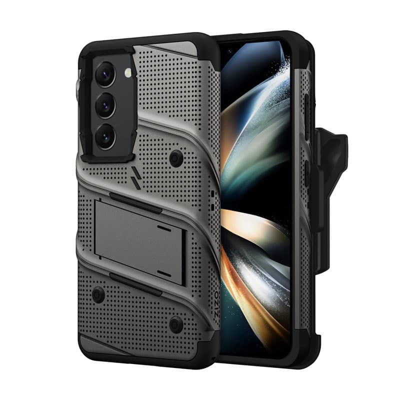 ZIZO BOLT Series - Armoured case for Samsung Galaxy S23 with 9H glass for screen + holder with stand (Grey) 2