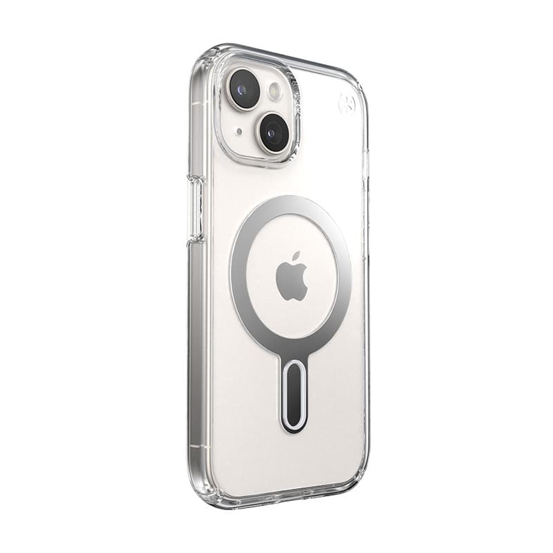 Speck Presidio Perfect-Clear ClickLock & MagSafe - iPhone 17e / 16e / 15 / 14 / 13 Case (Clear / Chrome Finish / Serene Silver) 8