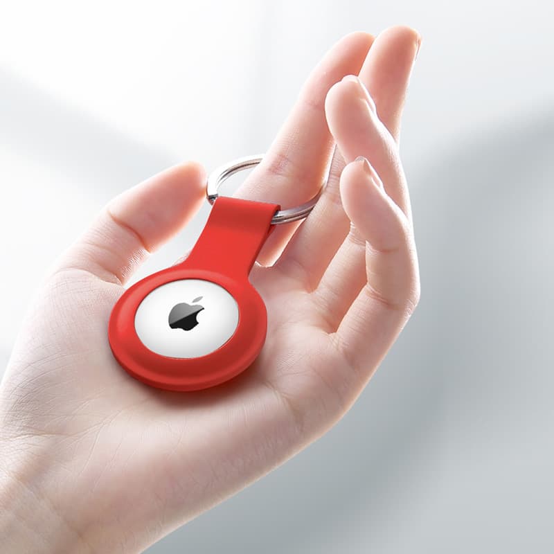 Crong Silicone Case with Key Ring – Protective keychain case for Apple AirTag 1/2 (red) 7