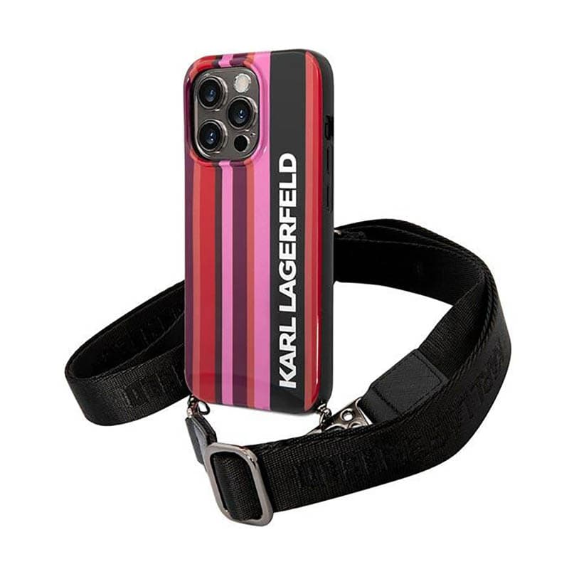 Karl Lagerfeld Color Stripes Strap - Case for iPhone 14 Pro (Pink) 1