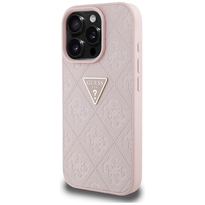 Guess Hot Stamp 4G Pattern Triangle Metal Logo - Case for iPhone 16 Pro Max (pink) 2