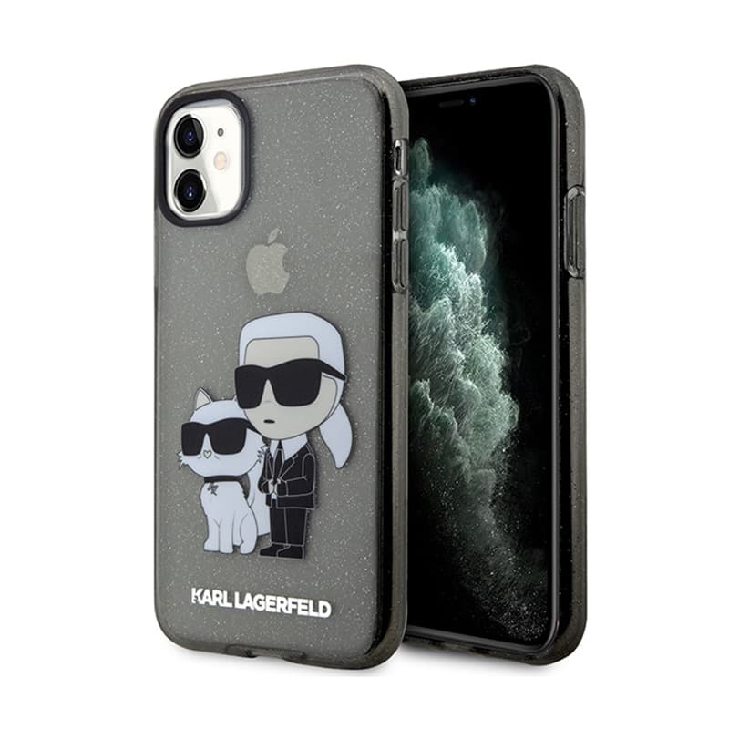 Karl Lagerfeld IML Glitter Karl & Choupette - iPhone 11 Case (black) 1