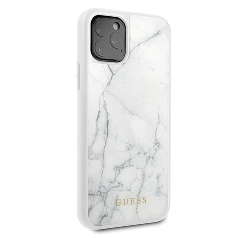 Guess Marble Tempered Glass Hardcase - Case iPhone 11 Pro (white) 6