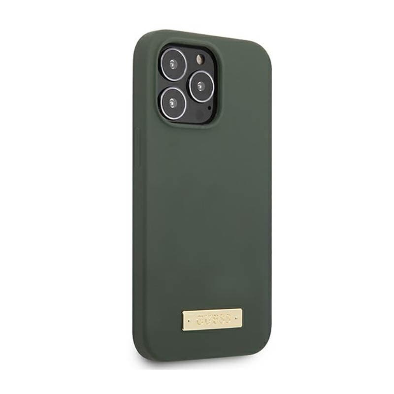 Guess Silicone Logo Plate MagSafe - Case for iPhone 13 Pro Max (Green) 4