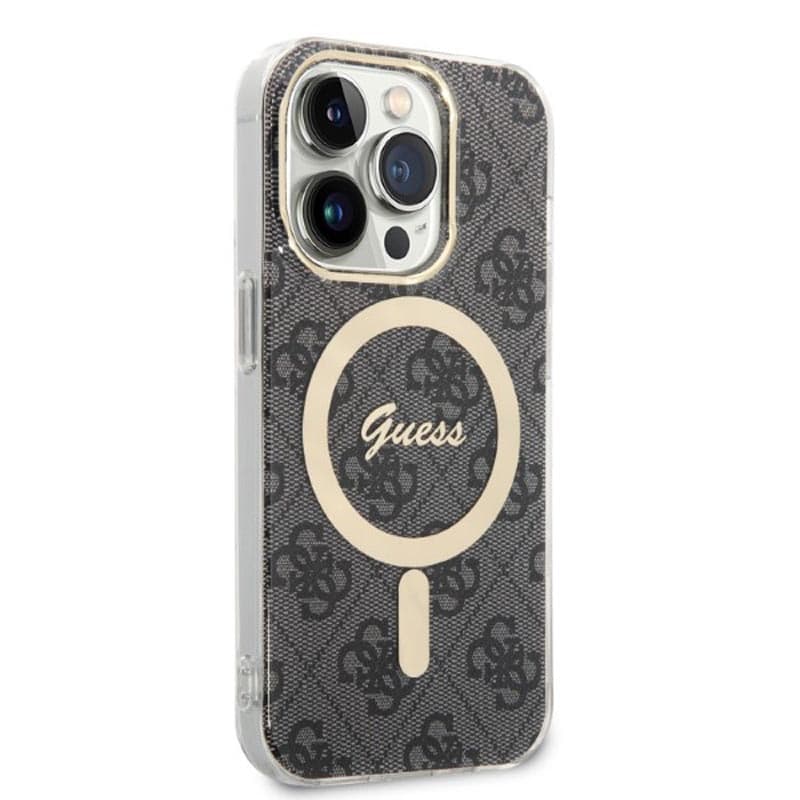 Guess Bundle Pack MagSafe 4G - Set of case for iPhone 14 Pro + MagSafe charger (Black/Gold) 5