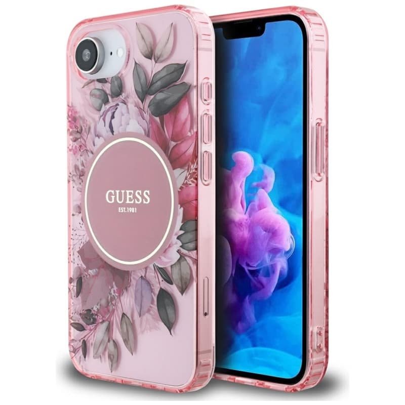 Guess IML Flowers MagSafe - Case for iPhone 16e (pink)