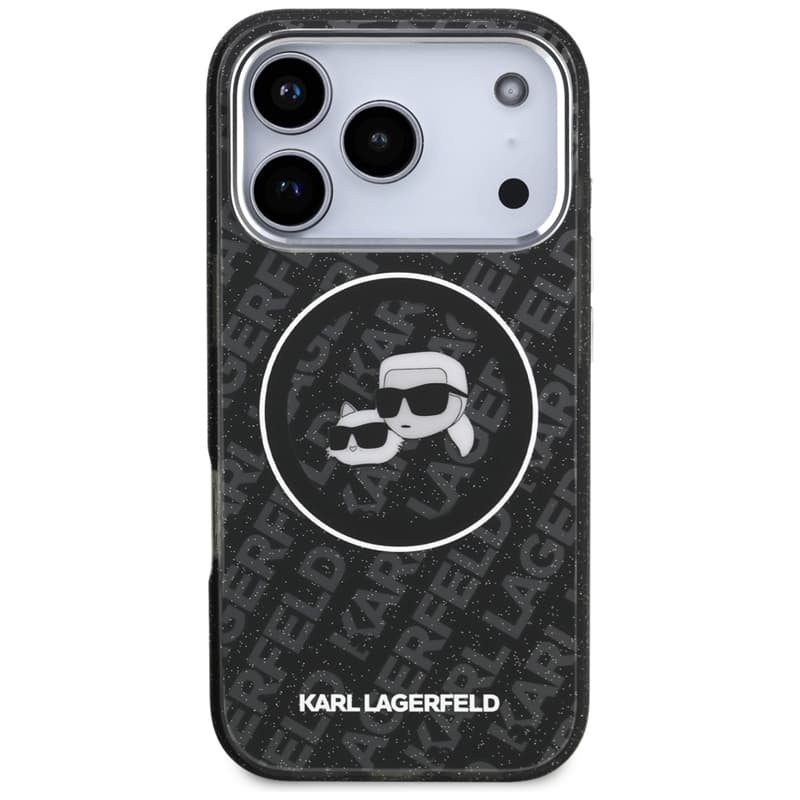 Karl Lagerfeld IML Glitter Karl & Choupette Heads Logo MagSafe - Case for iPhone 17 Pro (black) 3