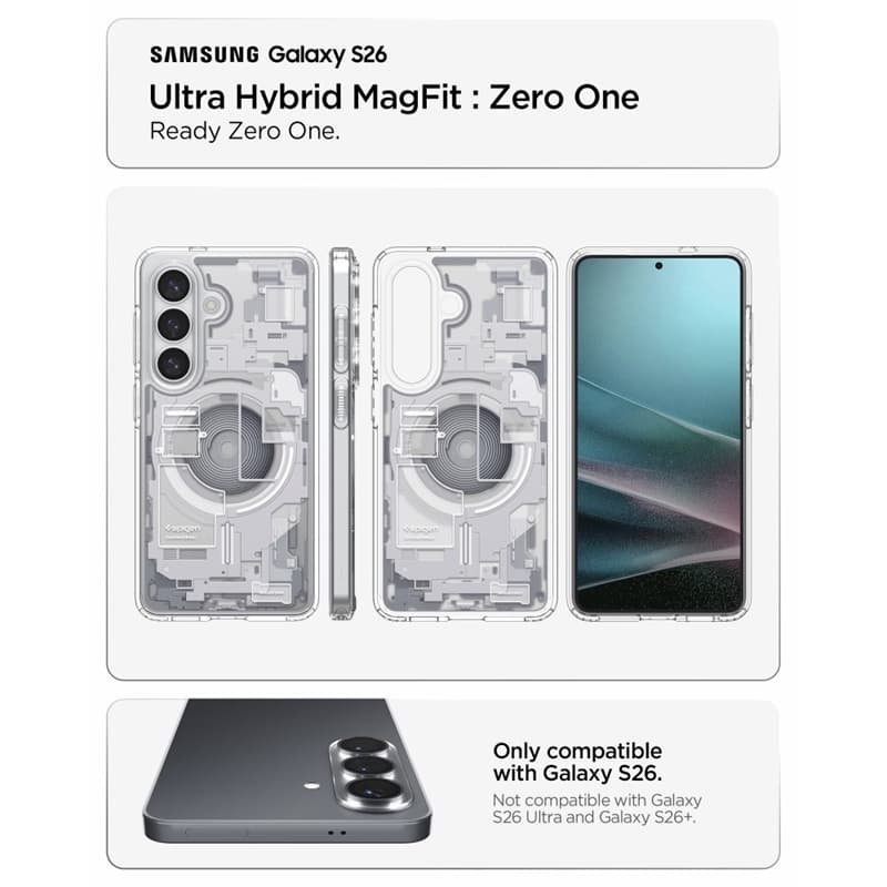 Spigen Ultra Hybrid Mag MagSafe - Case for Samsung Galaxy S26 (Zero One White) 7