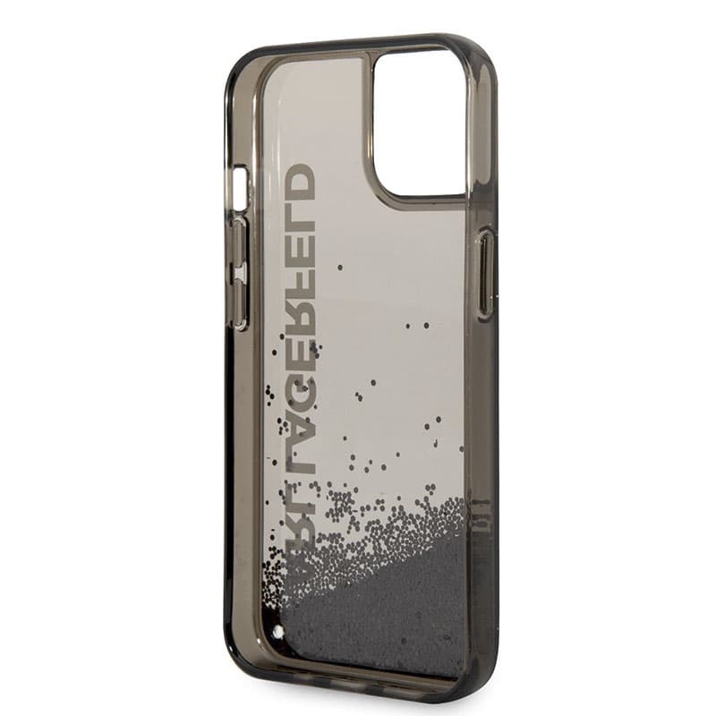 Karl Lagerfeld Liquid Glitter Translucent Elongated Logo Case - Case for iPhone 14 Plus (Black) 5