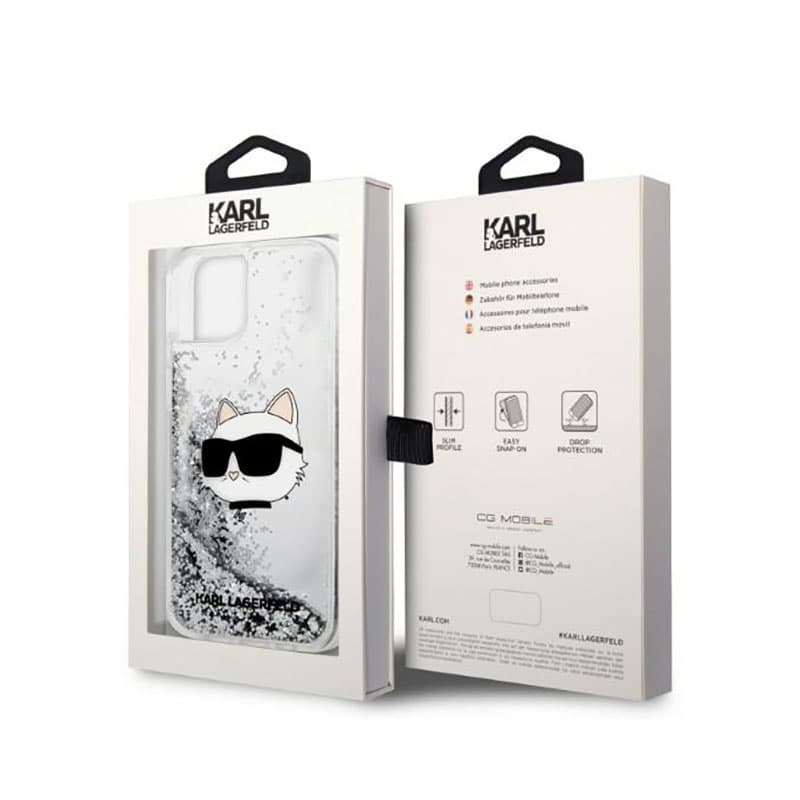 Karl Lagerfeld Liquid Glitter NFT Choupette Head - Case for iPhone 14 Plus (Silver) 8