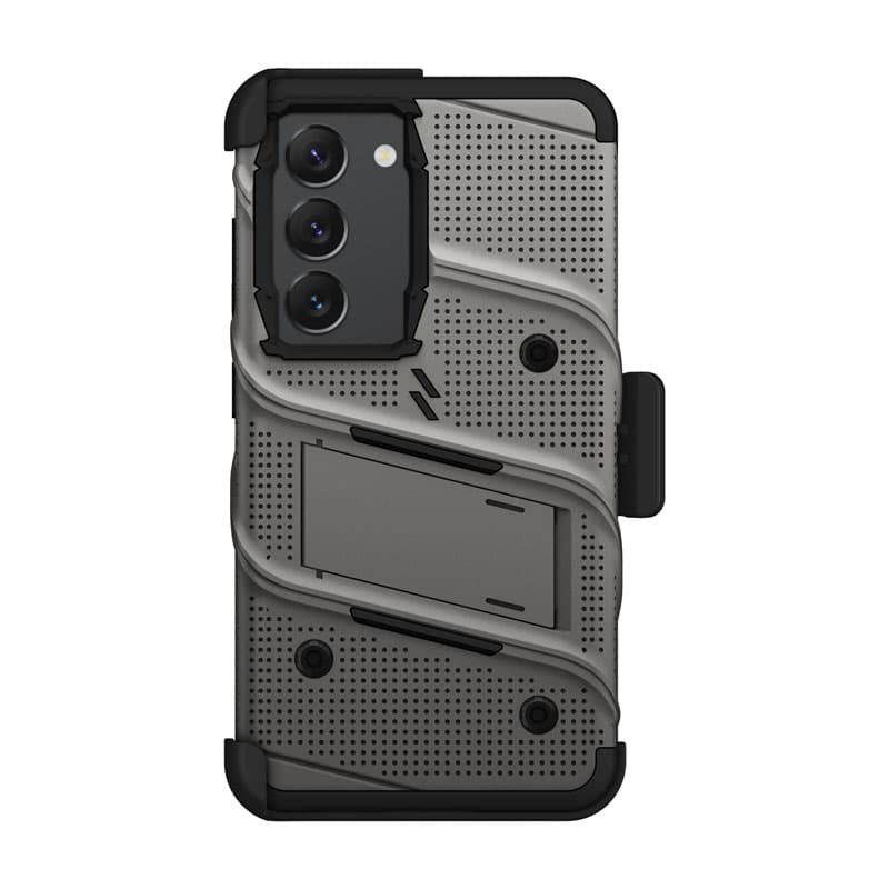 ZIZO BOLT Series - Armoured case for Samsung Galaxy S23 with 9H glass for screen + holder with stand (Grey) 3