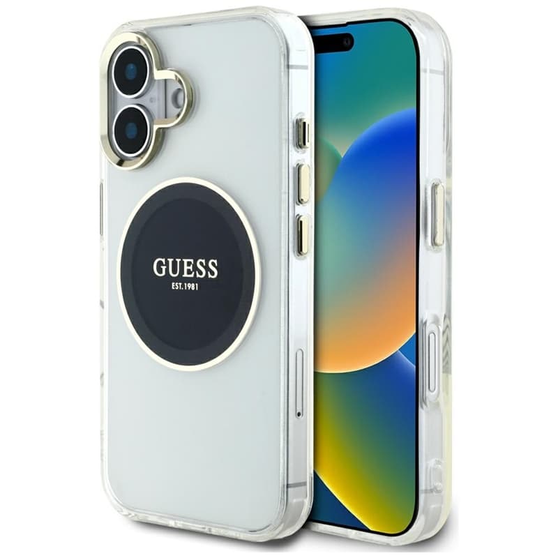 Guess IML Metal Colored Circle Classic Logo MagSafe - Case for iPhone 16 (black) 1