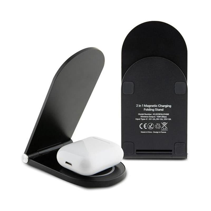 Karl Lagerfeld Choupette MagSafe - Foldable 2-in-1 Inductive Charger with MagSafe for iPhone and AirPods 15W (black) 3