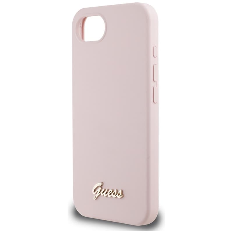 Guess Silicone Script Metal Logo MagSafe - Case for iPhone 16e (pink) 6