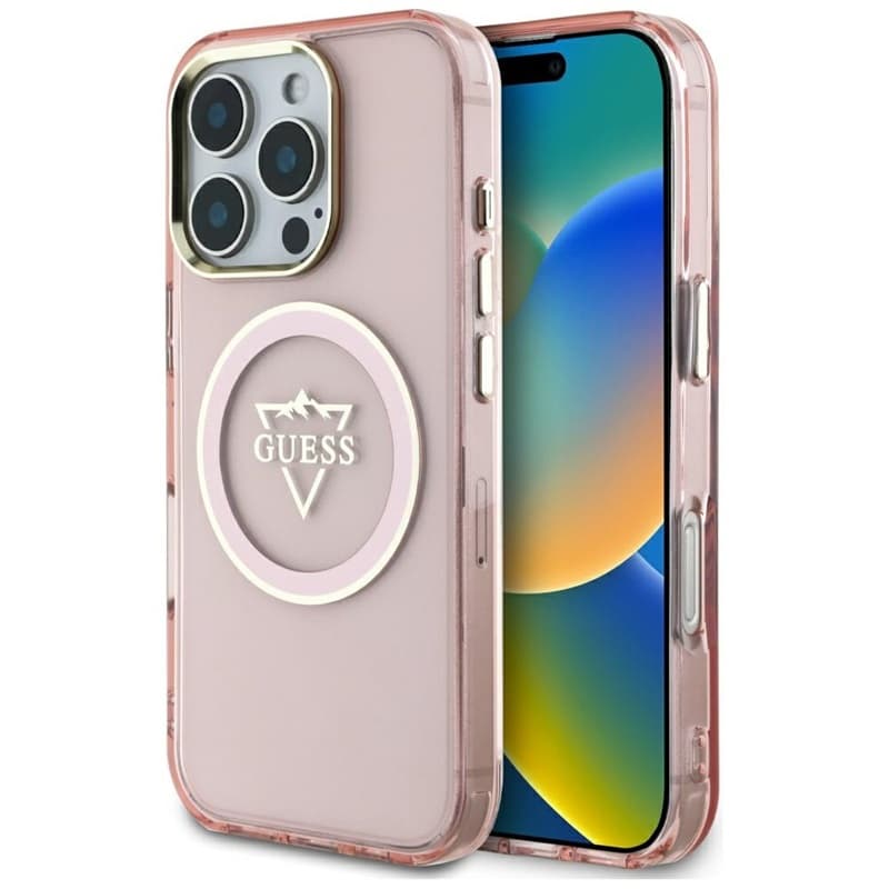 Guess IML Metal Mountain Logo MagSafe - Case for iPhone 16 Pro Max (pink)