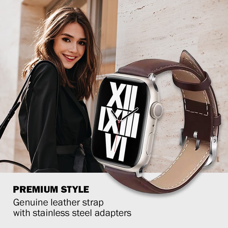 Crong Noble Band - Genuine Leather Strap for Apple Watch 44/45/46/49 mm (Espresso) 7