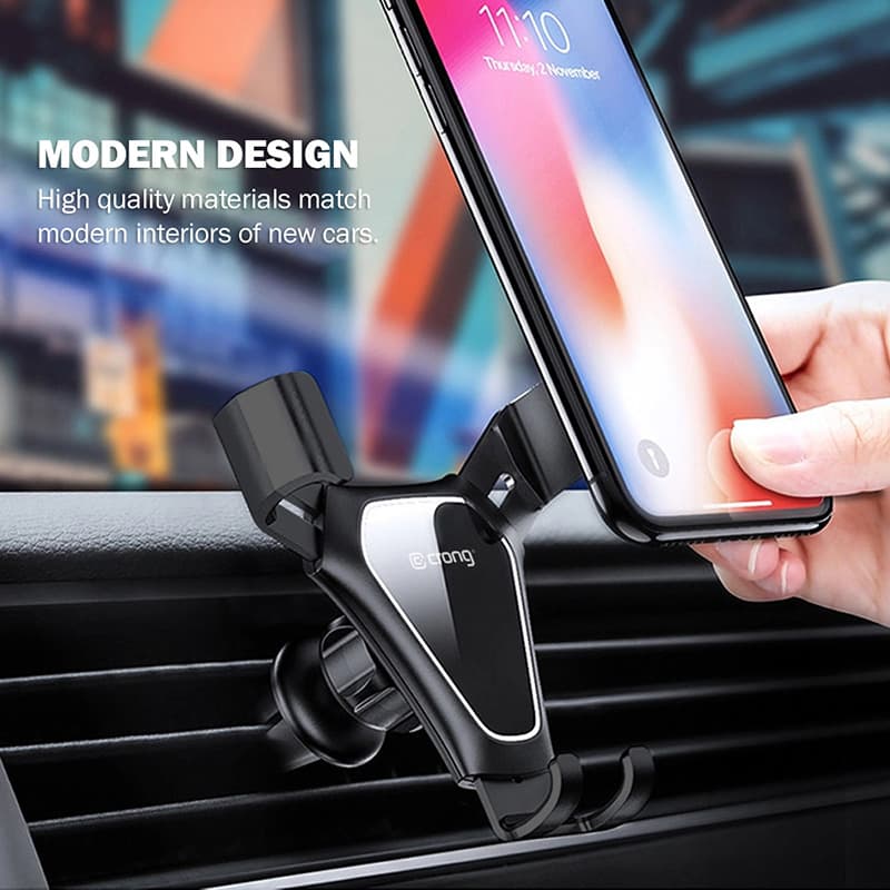 Crong Gravity Auto-Clip Car Holder - Gravity car holder for 4.7"- 6.5" phones (black) 4