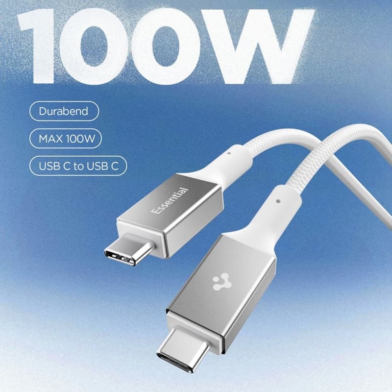 Spigen EB10010CC Essential - USB-C to USB-C PD Cable 100W 1m (White) 3