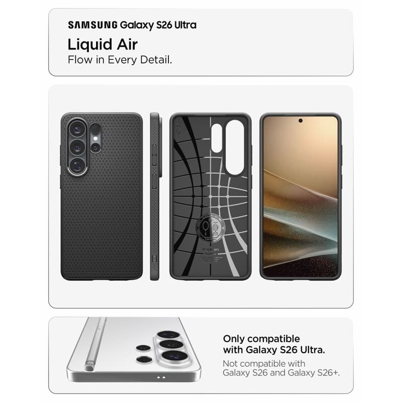 Spigen Liquid Air - Case for Samsung Galaxy S26 Ultra (Matte Black) 7
