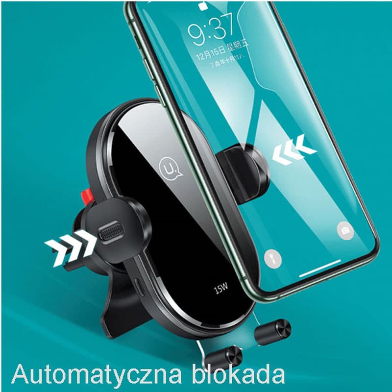 USAMS US-CD132 - Car holder with 15W wireless charging (Black) 2