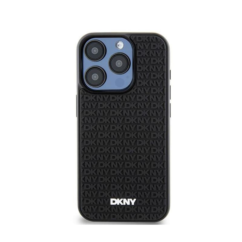 DKNY 3D Rubber Repeat Pattern - Case for iPhone 15 Pro (Black) 3