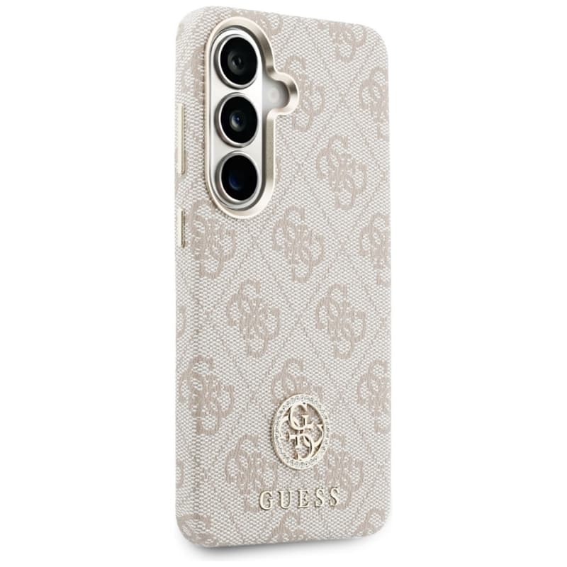 Guess 4G Rhinestone Round Logo MagSafe - Samsung Galaxy S26 Case (Pink) 4